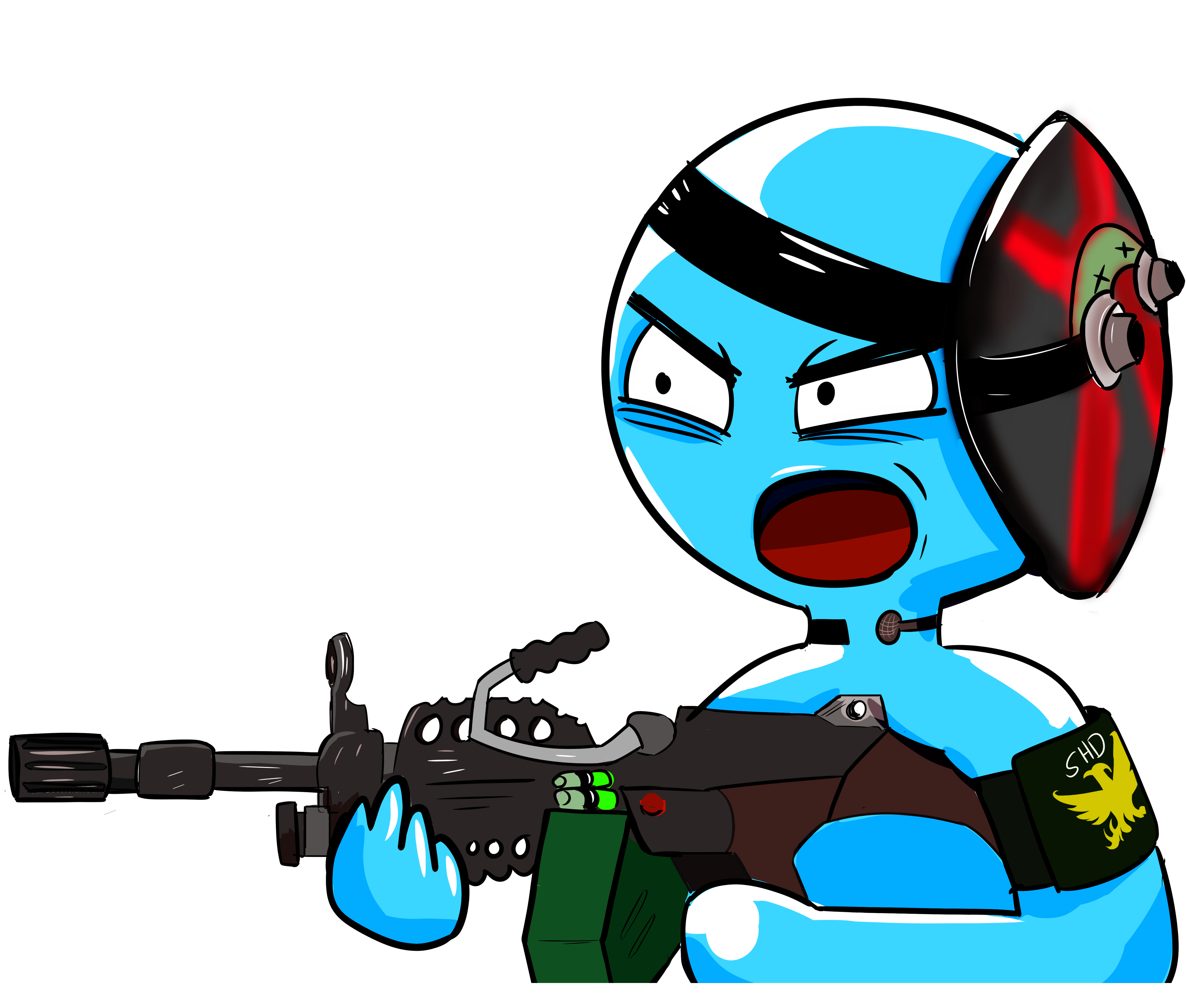 blueman with a gun